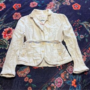 Anthropologie Cartonnier Cream Blazer Peplum Waist